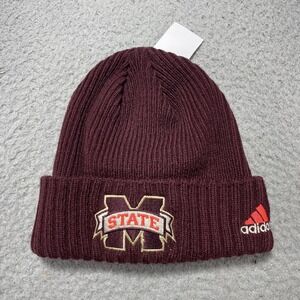Mississippi State Bulldogs Hat Beanie Mens One Size Red NCAA Football Adidas